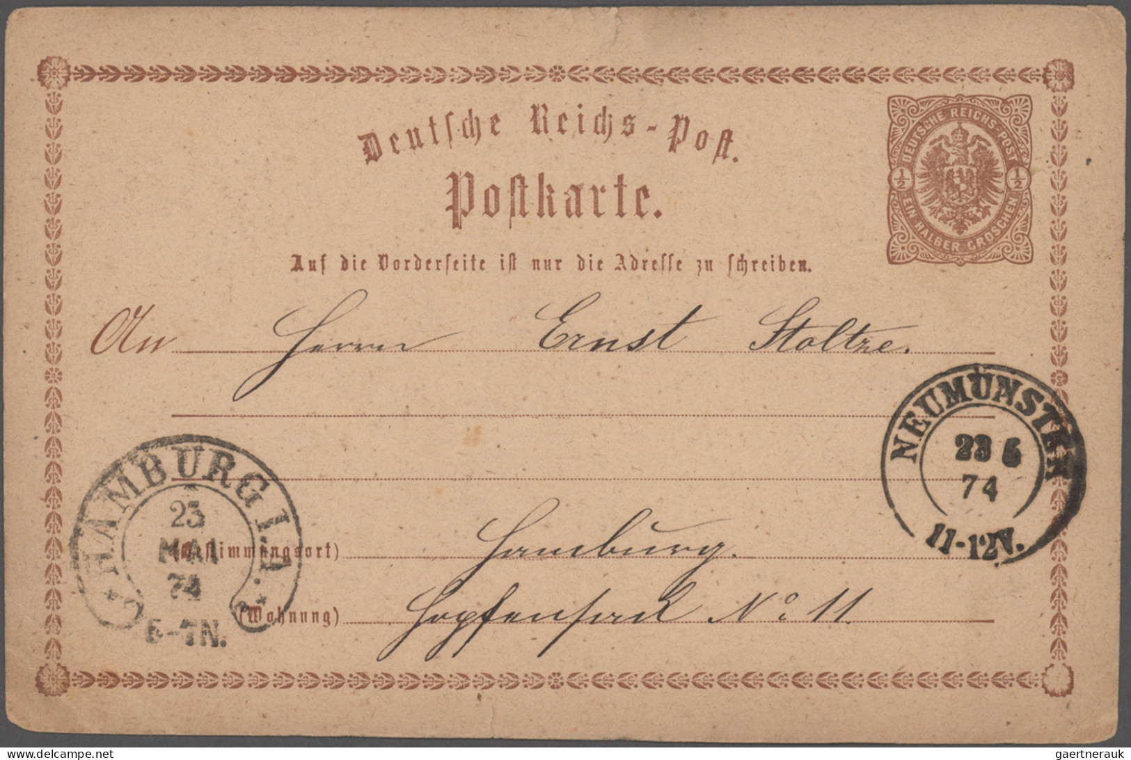Deutsches Reich - Hufeisenstempel: 1874/1879, HAMBURG, sieben eingehende Karten
