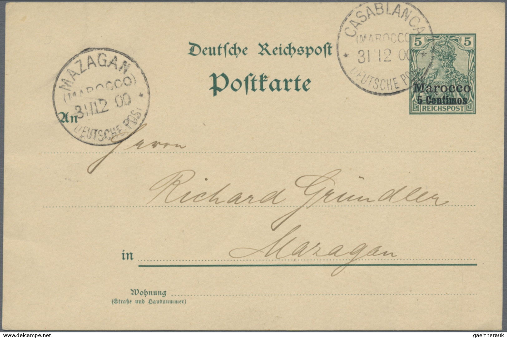 Deutsche Post in Marokko - Ganzsachen: 1900/1911, Partie von 16 gebrauchten Ganz