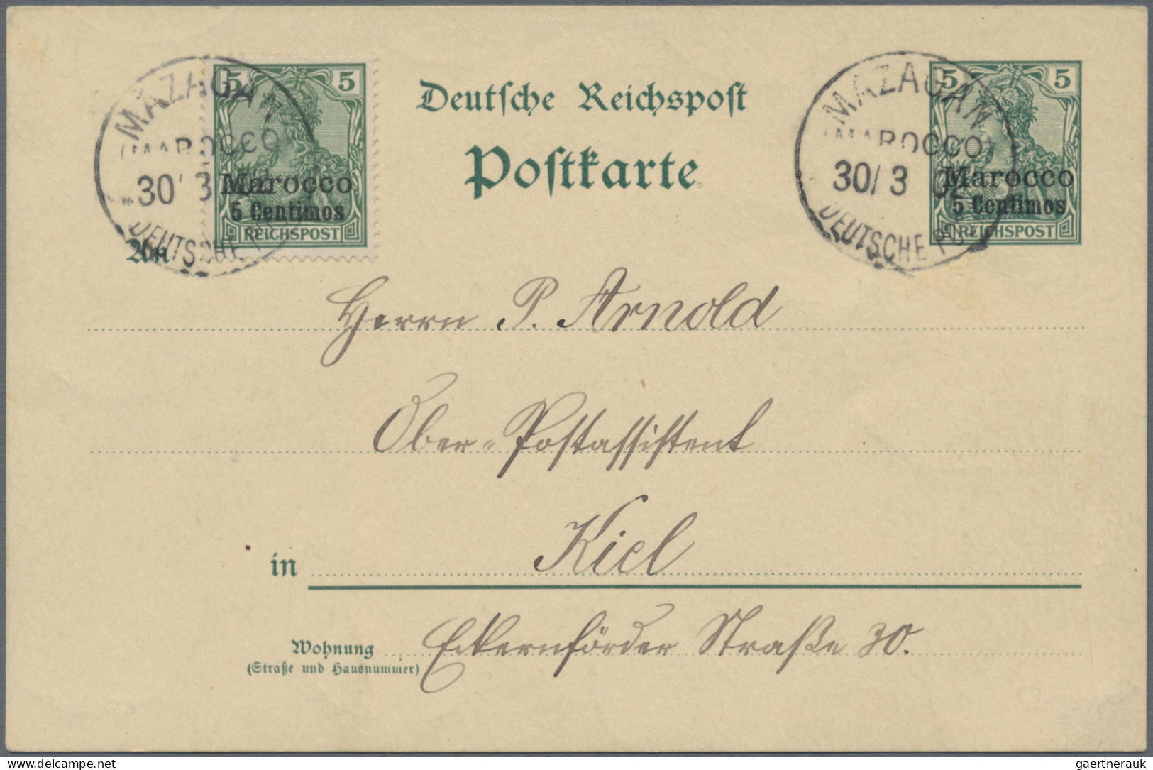 Deutsche Post in Marokko - Ganzsachen: 1900/1911, Partie von 16 gebrauchten Ganz