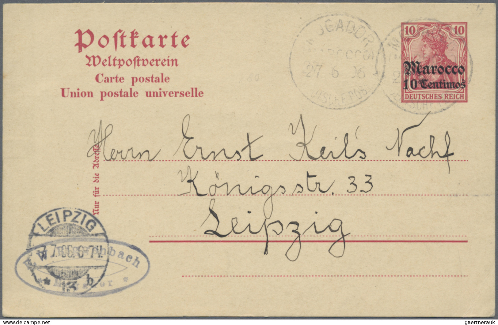 Deutsche Post in Marokko - Ganzsachen: 1900/1911, Partie von 16 gebrauchten Ganz