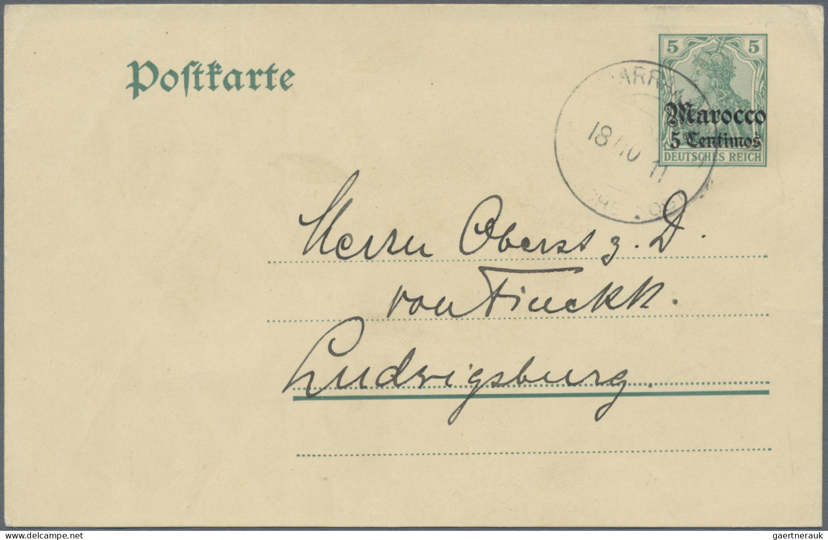 Deutsche Post in Marokko - Ganzsachen: 1900/1911, Partie von 16 gebrauchten Ganz