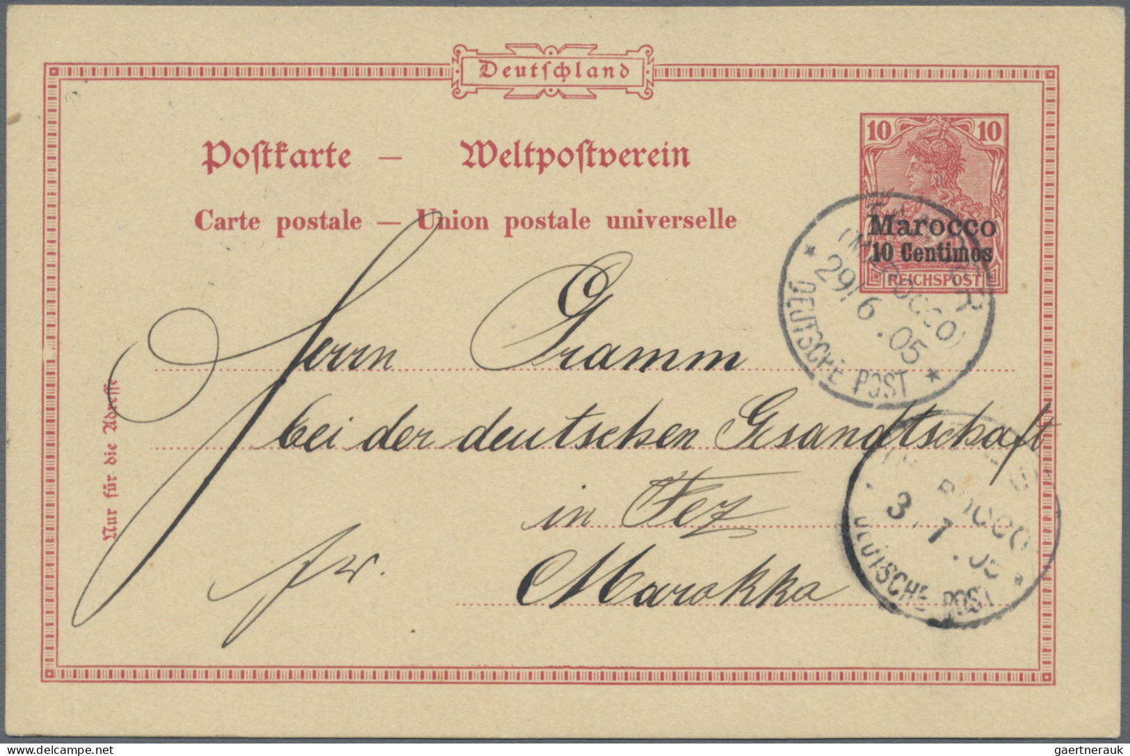 Deutsche Post in Marokko - Ganzsachen: 1900/1914, Partie von 18 gebrauchten Ganz