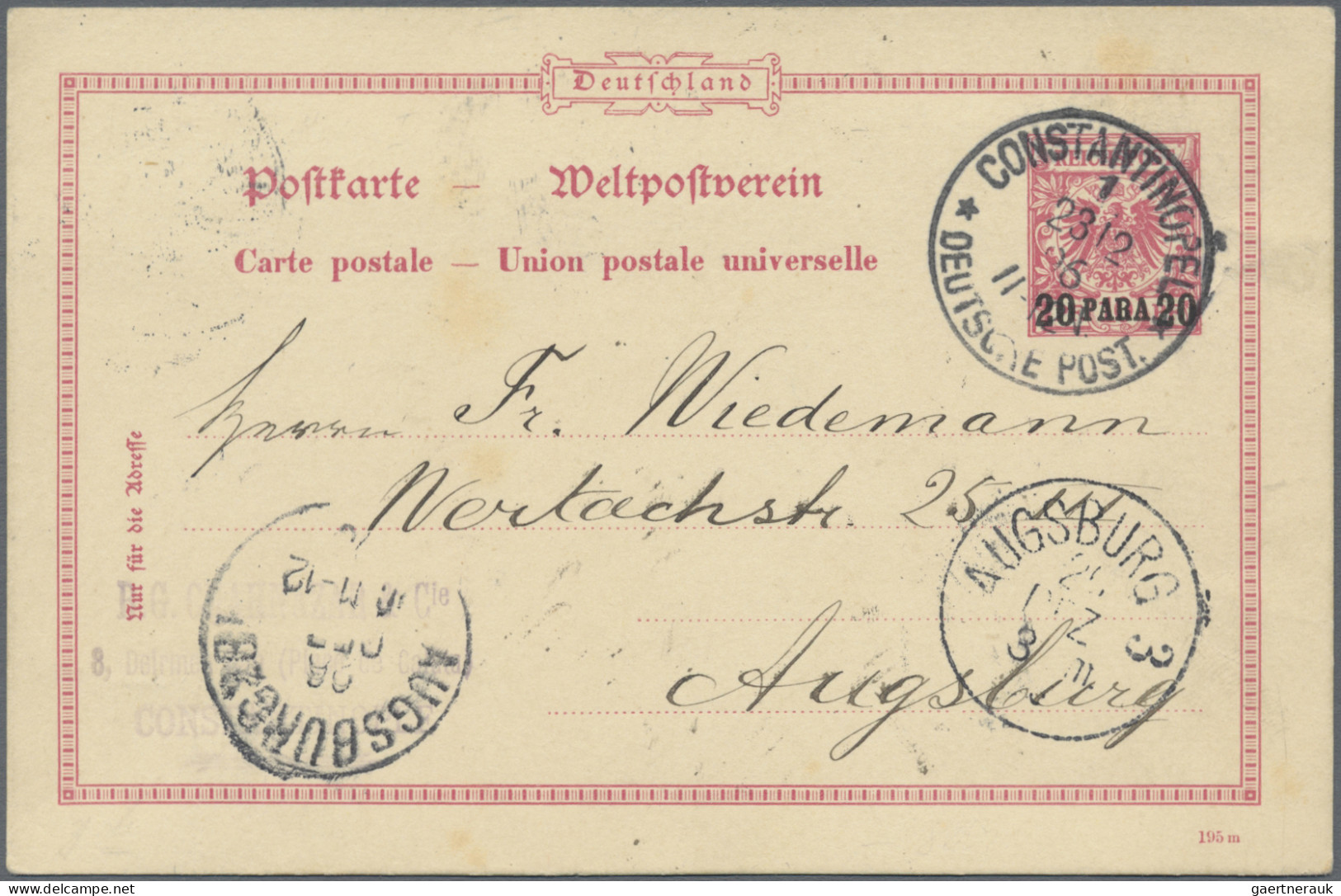 Deutsche Post In Der Türkei - Ganzsachen: 1896/1912, Saubere Partie Von 17 Gebra - Turquia (oficinas)