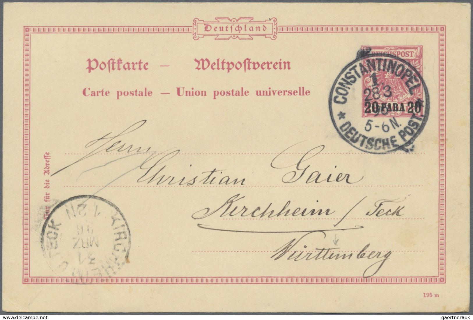 Deutsche Post In Der Türkei - Ganzsachen: 1896/1912, Saubere Partie Von 17 Gebra - Deutsche Post In Der Türkei