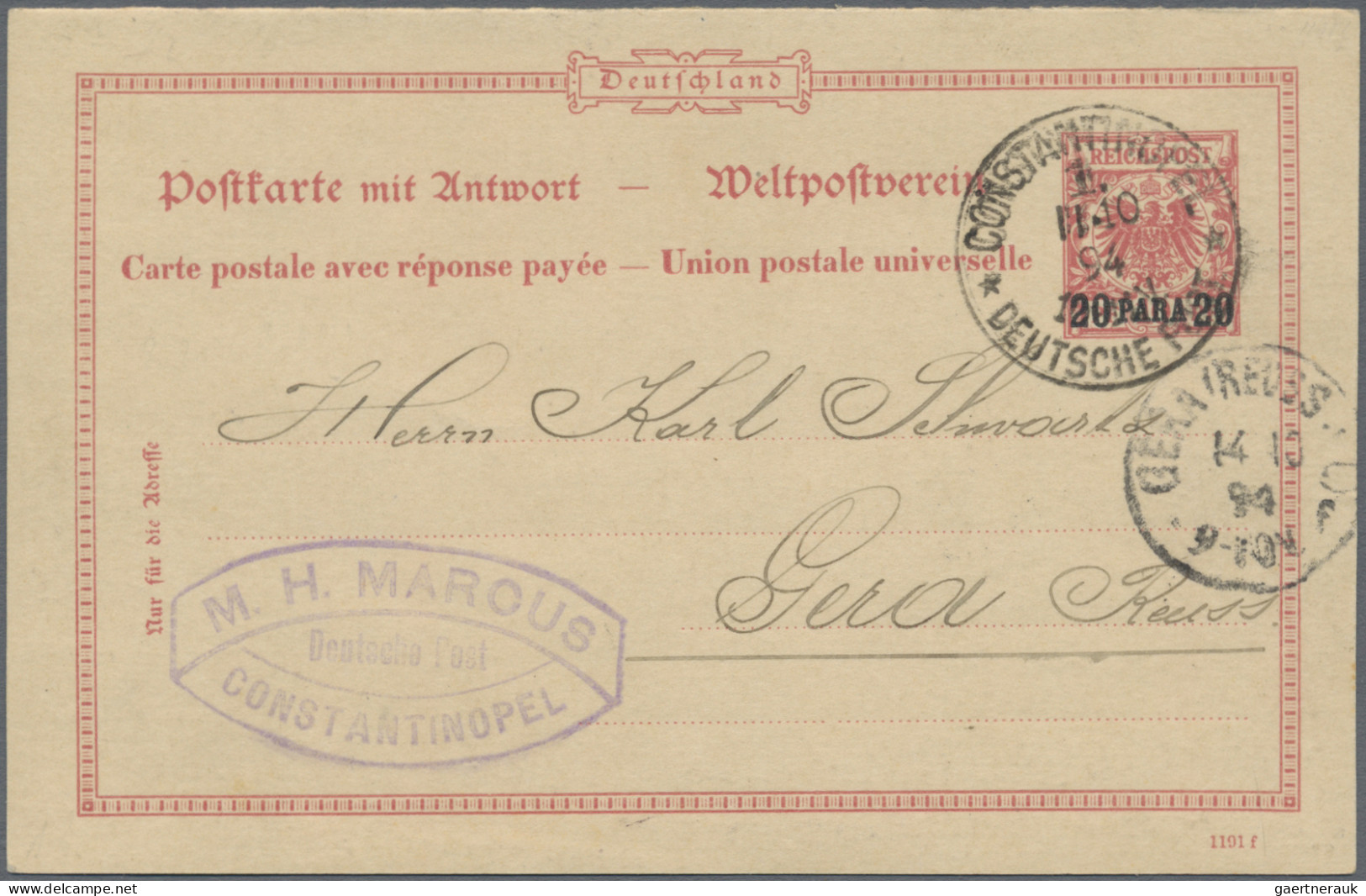 Deutsche Post in der Türkei - Ganzsachen: 1896/1913, saubere Partie von 18 gebra