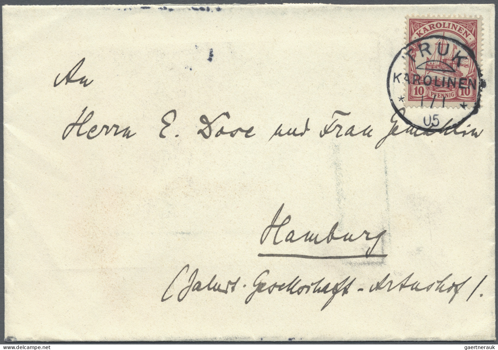 Deutsche Kolonien - Karolinen: 1901/1909 (ca.), 11 Belege Mit Ansichtskarten, Ei - Karolinen