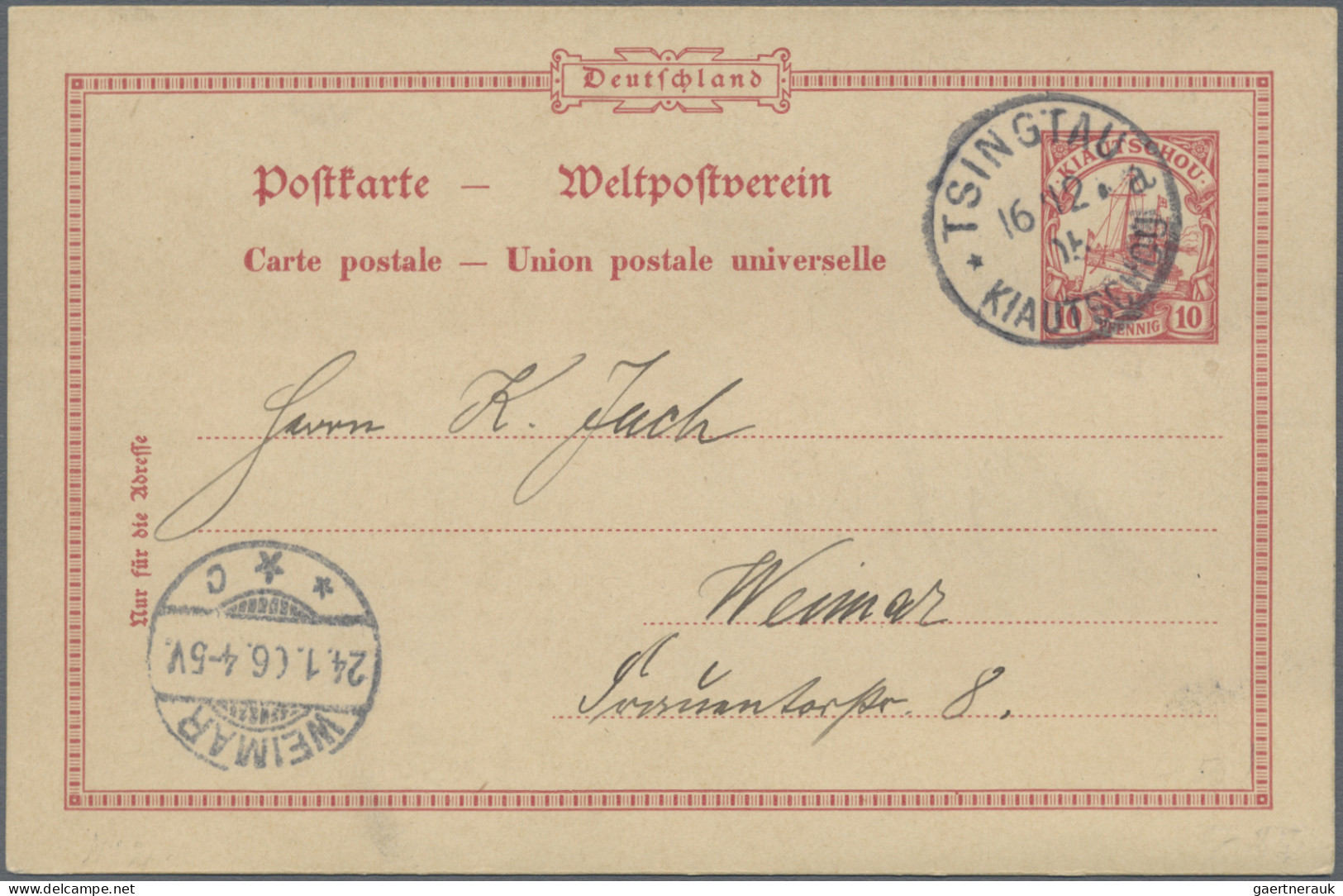 Deutsche Kolonien - Kiautschou - Ganzsachen: 1900/1911, saubere Partie von 17 ge