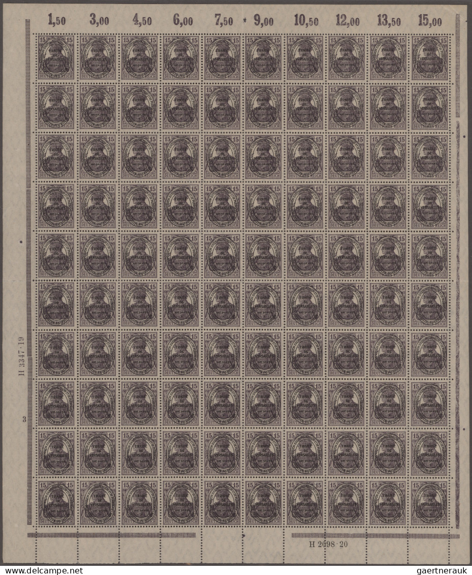 Deutsche Besetzung I. WK: 1914/1923, Umfassender Posten Ganzer Bogen, Großer Bog - Ocupación 1914 – 18