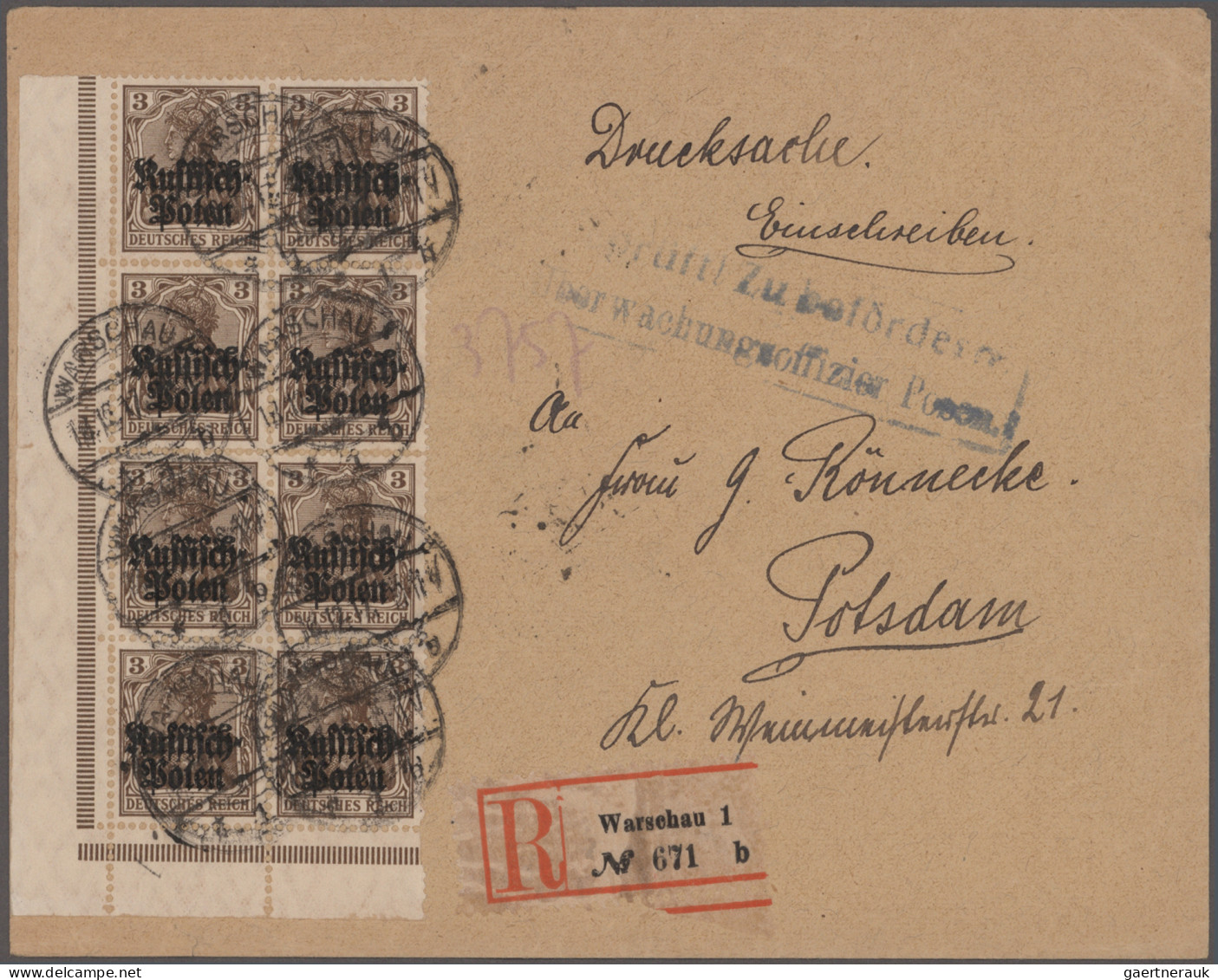 Deutsche Besetzung I. WK: 1916/1917, Belgien+Polen, Partie Von Sechs Belegen, Da - Besetzungen 1914-18
