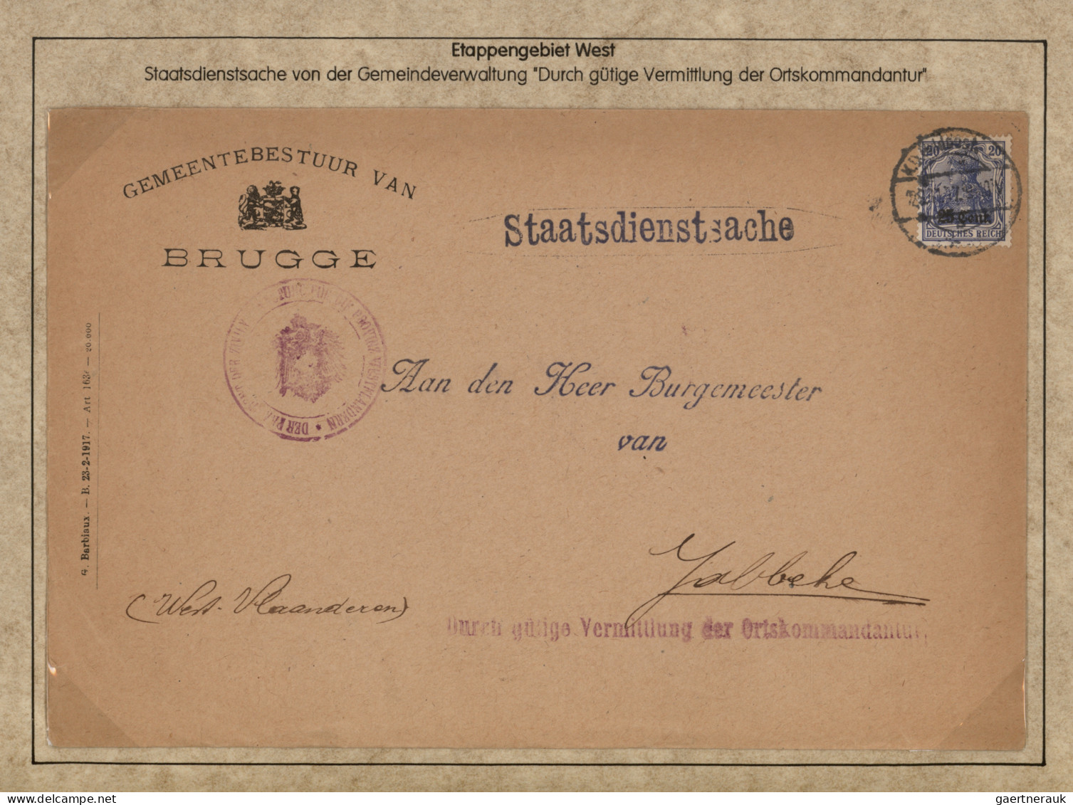 Deutsche Besetzung I. WK: Etappengebiet West: 1900-1920 (ca), Spezialsammlung Im - Occupation 1914-18