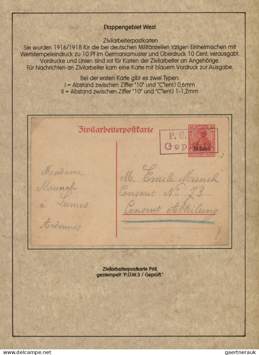 Deutsche Besetzung I. WK: Etappengebiet West: 1900-1920 (ca), Spezialsammlung Im - Occupation 1914-18
