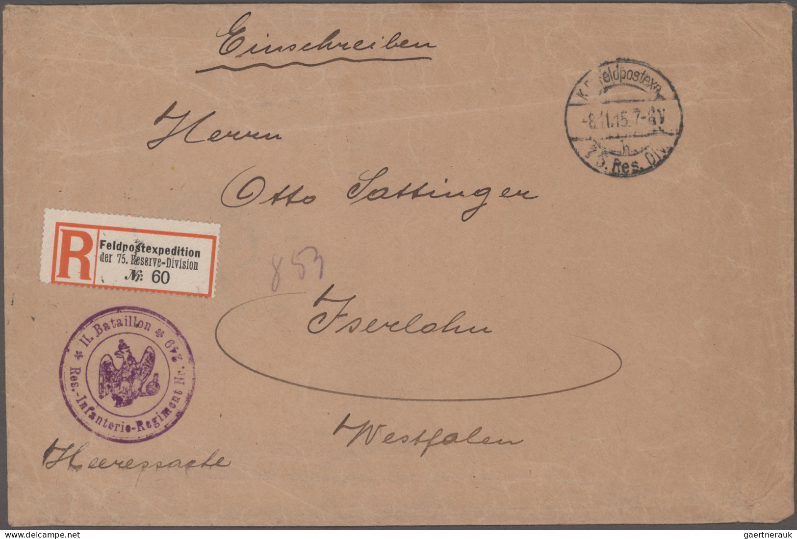 Feldpost 1. Weltkrieg: 1914/1945, Sammlung mit über 120 Feldpost-Belegen aus dem