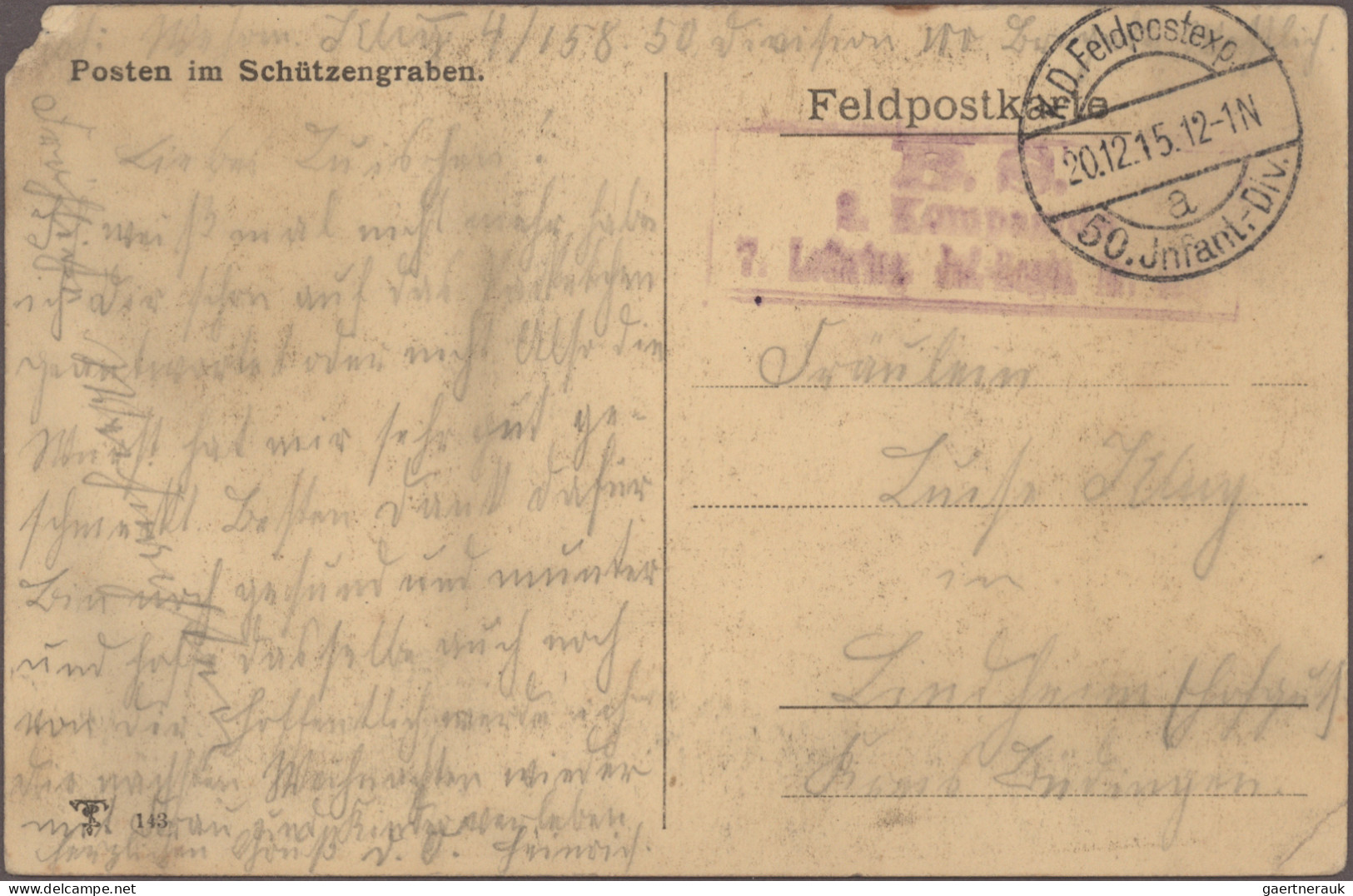 Feldpost 1. Weltkrieg: 1915 - 1944 (ca.), Umfangreiche Sammlung Von über 250 Fel - Autres