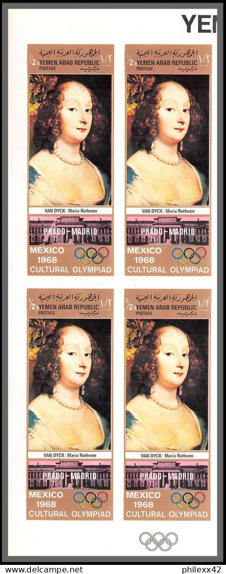 Nord Yemen YAR - 3508d N°896/901 B Jeux Olympiques Olympics Mexico 1968 Tableaux Paintings Non Dentelé Durer Gold Bloc 4 - Yémen