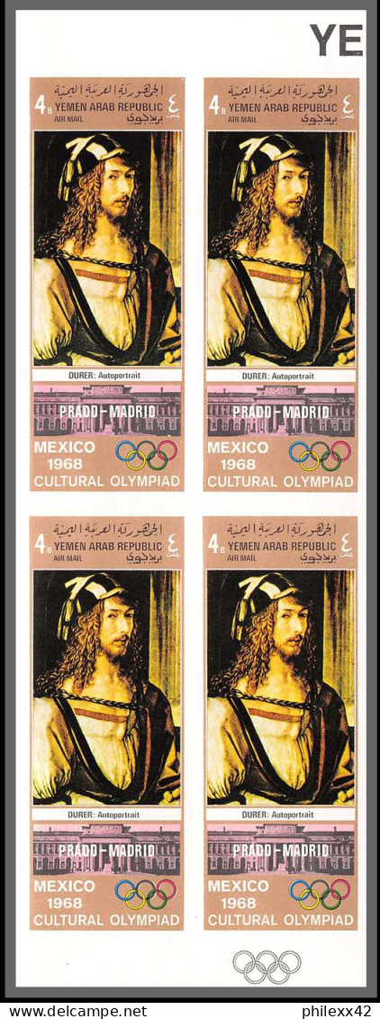 Nord Yemen YAR - 3508d N°896/901 B Jeux Olympiques Olympics Mexico 1968 Tableaux Paintings Non Dentelé Durer Gold Bloc 4 - Yémen