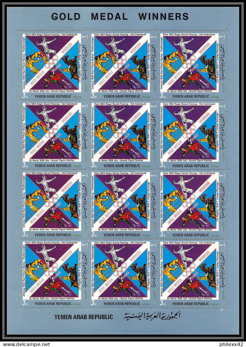Nord Yemen YAR - 3675/ N°1498/1501 A Gold Medalists Jeux Olympiques (olympic Games) Grenoble 1968 ** MNH Feuille Sheet - Invierno 1968: Grenoble