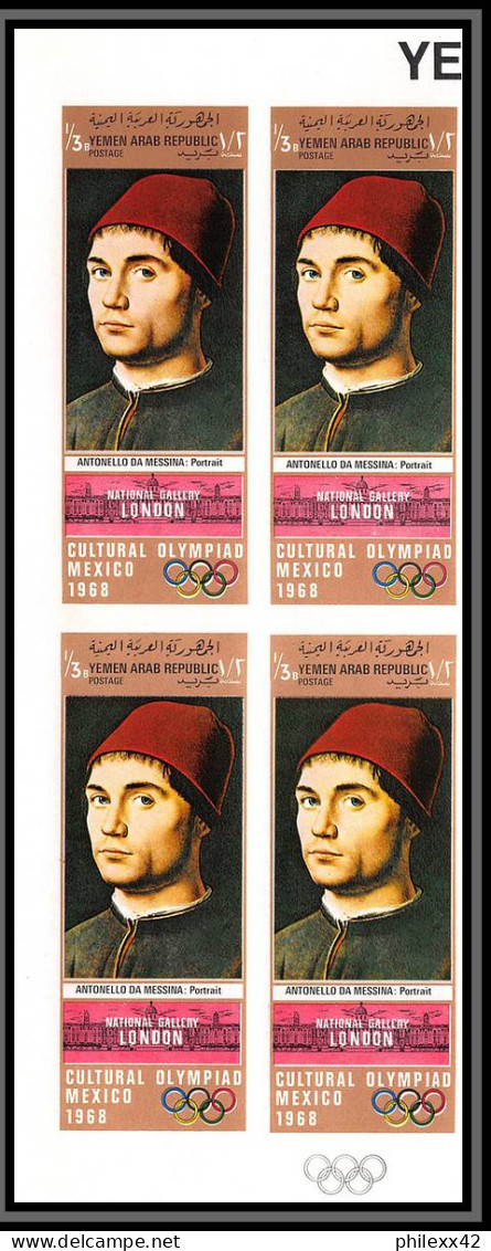 Nord Yemen YAR - 4409/ N°1018/1023 B Tableau (Painting) London Delacroix Cezanne Non Dentelé Imperf Bloc 4  ** MNH  - Yémen