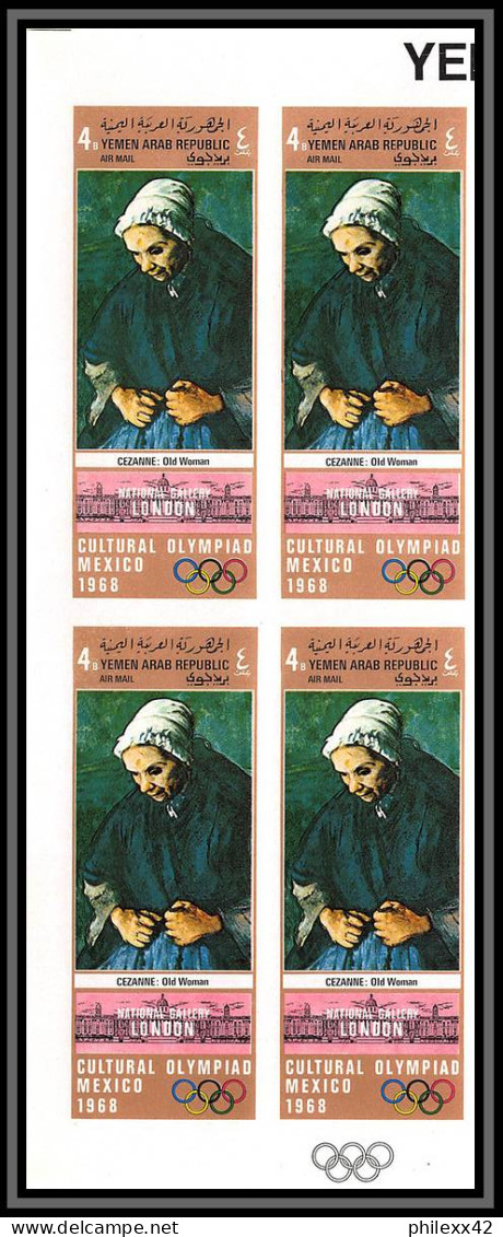 nord Yemen YAR - 4409/ N°1018/1023 B Tableau (Painting) london delacroix cezanne Non dentelé imperf bloc 4  ** MNH 