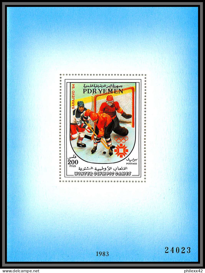 South Yemen PDR 6008  BF N°18 Ice Hockey Sarajavo 1984 ** MNH Jeux Olympiques (olympic Games) 91x121 Mm Cote12 Euros - Yémen