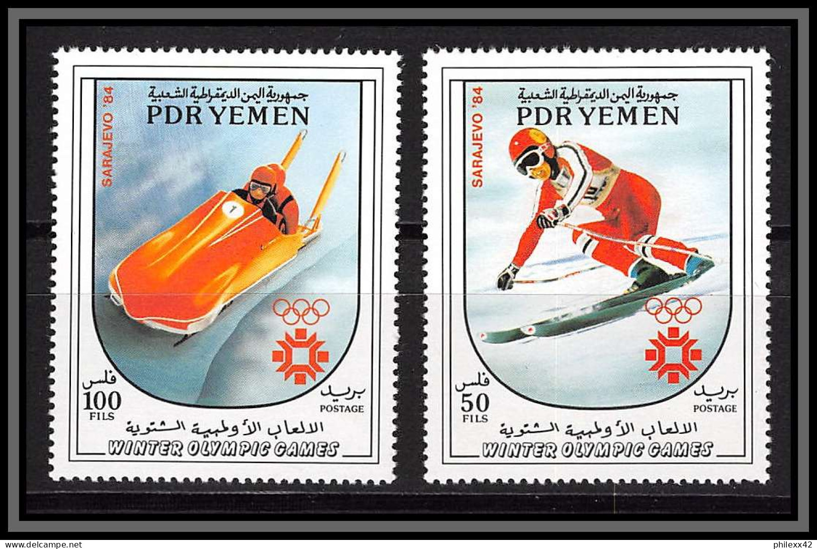 South Yemen PDR 6009 N°343/344 Bob Ski Sarajavo 1984 ** MNH Jeux Olympiques (olympic Games)  - Yémen