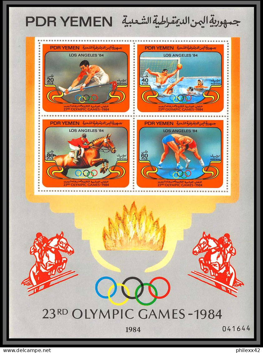South Yemen PDR 6012 BF N°22 Show Jumping 1984 ** MNH Jeux Olympiques Olympic Games Los Angelès Cote 24 Euros 131x175 Mm - Yémen