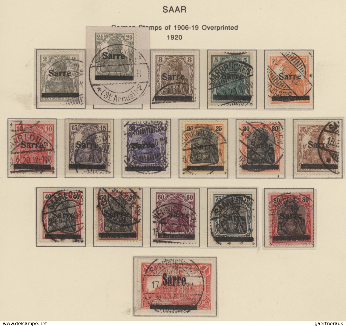 Deutsche Abstimmungsgebiete: Saargebiet: 1920, Aufdrucke Germania-Sarre Und Baye - Used Stamps