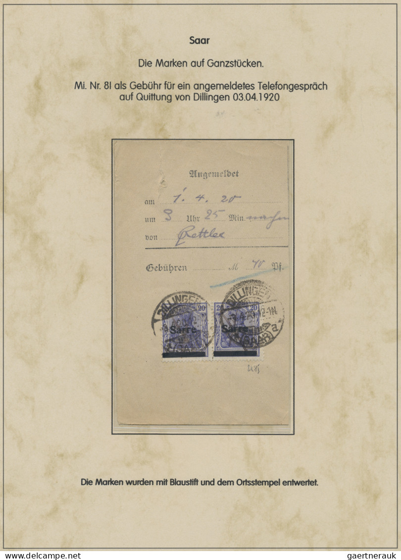 Deutsche Abstimmungsgebiete: Saargebiet: 1920/1921, Gehaltvolle Sammlung Der 'Ge - Brieven En Documenten