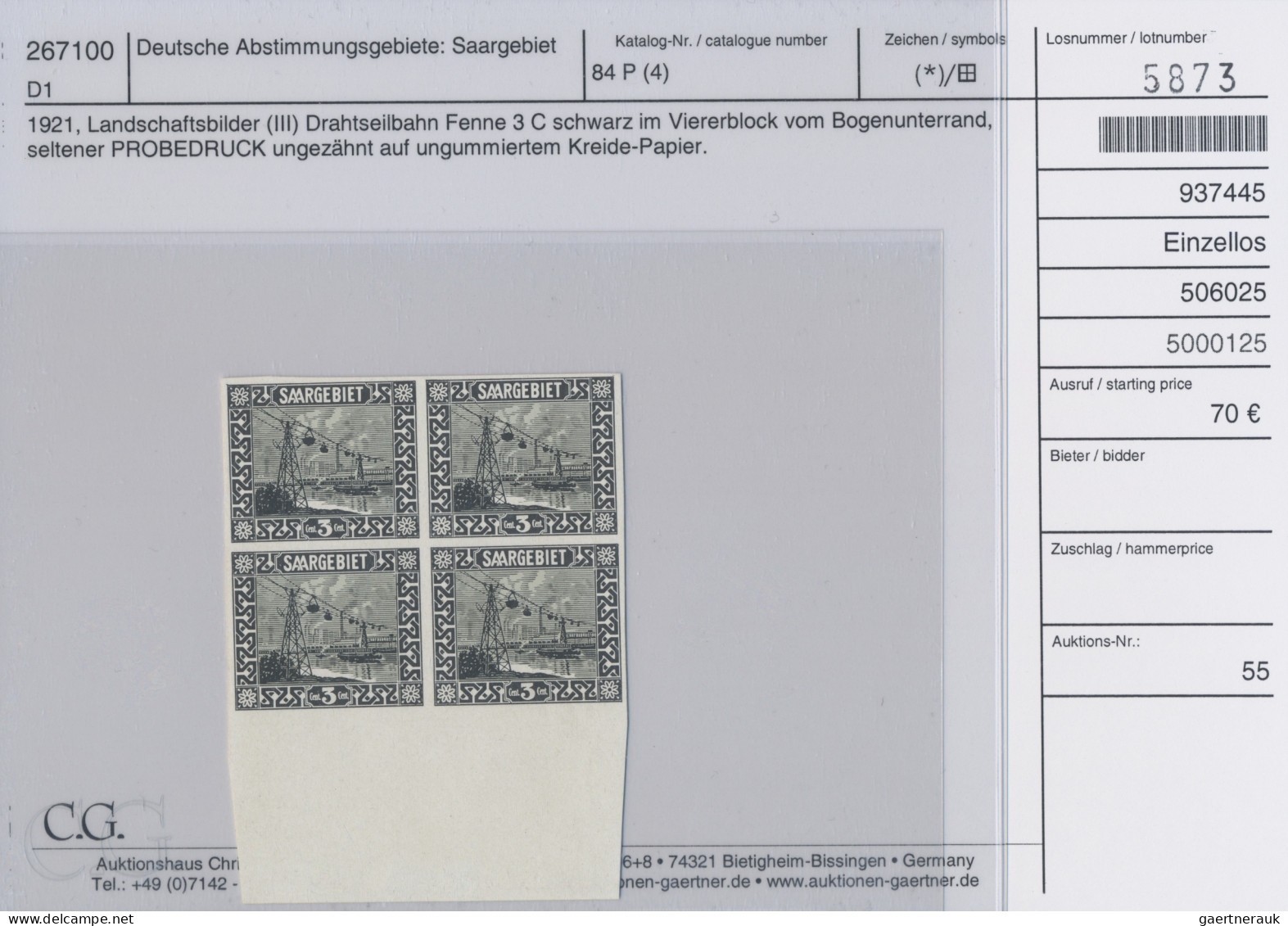 Deutsche Abstimmungsgebiete: Saargebiet: 1921, Landschaften III, saubere Partie