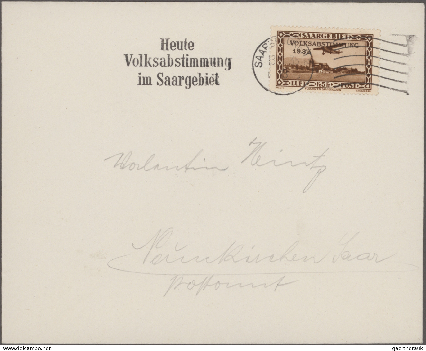 Deutsche Abstimmungsgebiete: Saargebiet: 1934/1935 "VOLKSABSTIMMUNG": 30 Belege - Covers & Documents