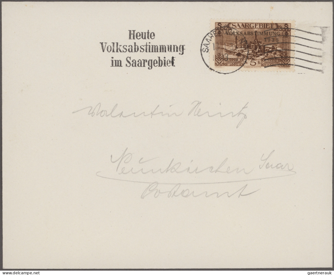 Deutsche Abstimmungsgebiete: Saargebiet: 1934/1935 "VOLKSABSTIMMUNG": 30 Belege - Briefe U. Dokumente