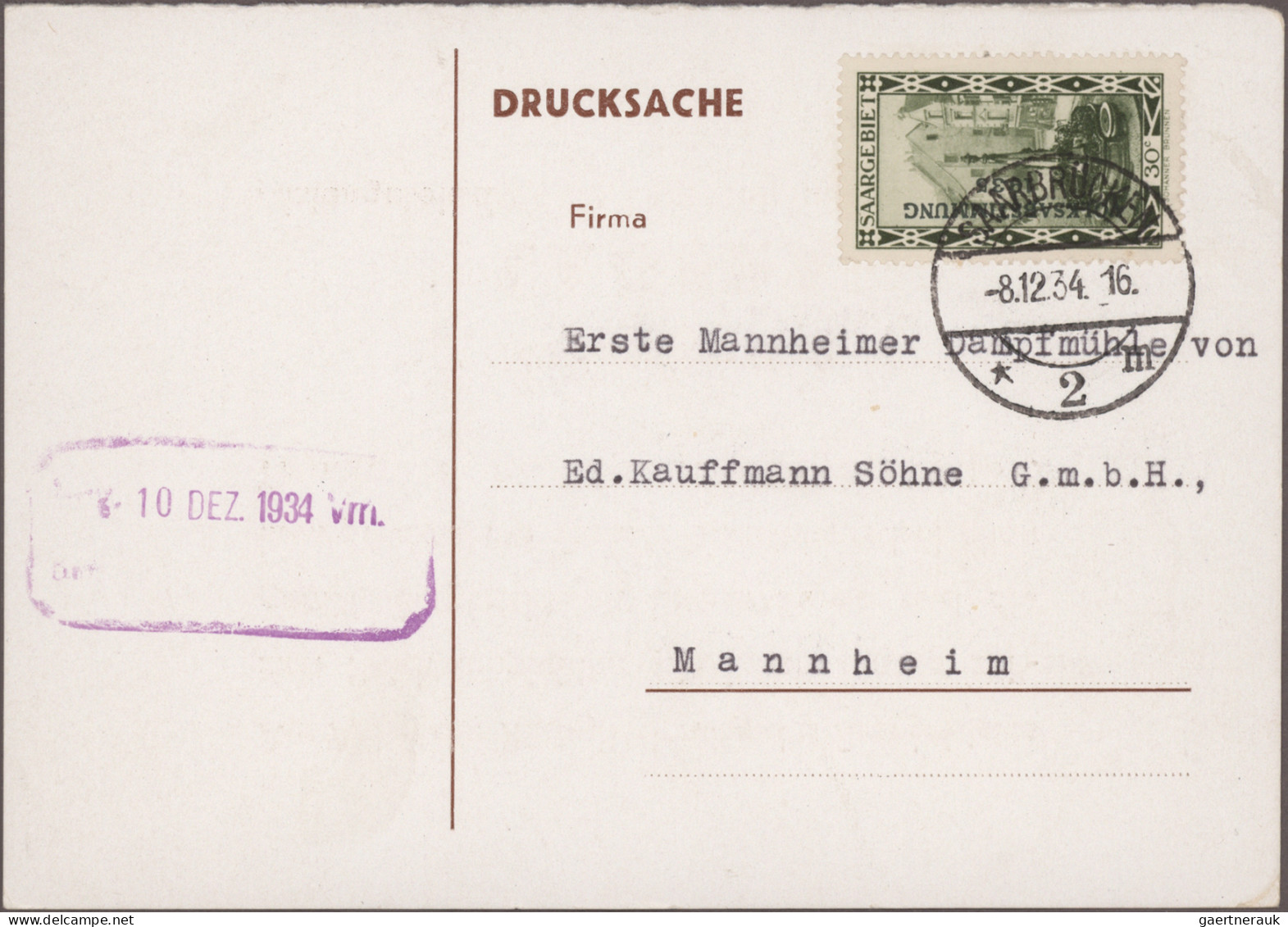 Deutsche Abstimmungsgebiete: Saargebiet: 1934/1935 "VOLKSABSTIMMUNG": 85 Belege - Briefe U. Dokumente