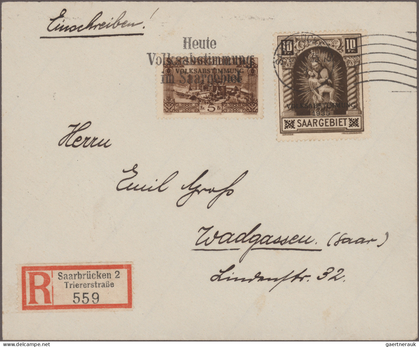 Deutsche Abstimmungsgebiete: Saargebiet: 1934/1935 "VOLKSABSTIMMUNG": 85 Belege