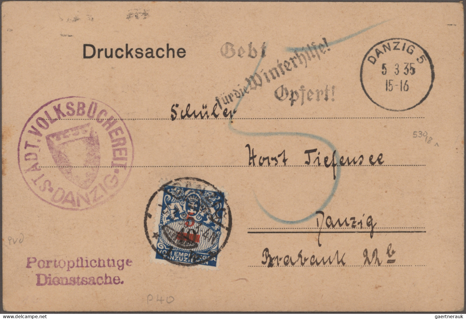 Danzig: 1880/1940 (ca.), Sammlung von ca. 220 Briefen und Karten incl. etwas Vor