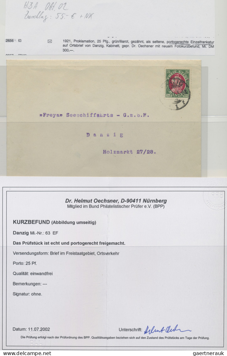 Danzig: 1920/1939, Partie von 16 Briefen und Karten, alle mit BPP-Kurzbefund/-At