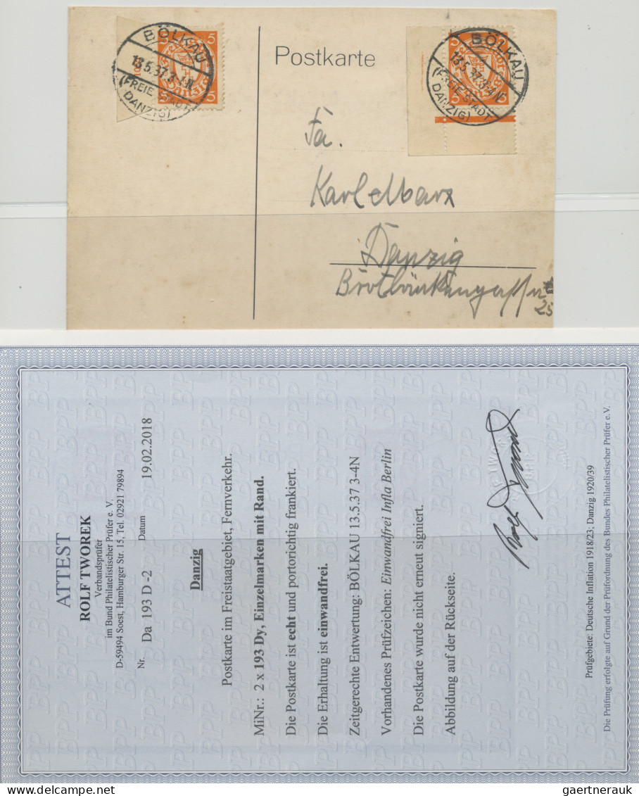 Danzig: 1920/1939, Partie von 16 Briefen und Karten, alle mit BPP-Kurzbefund/-At
