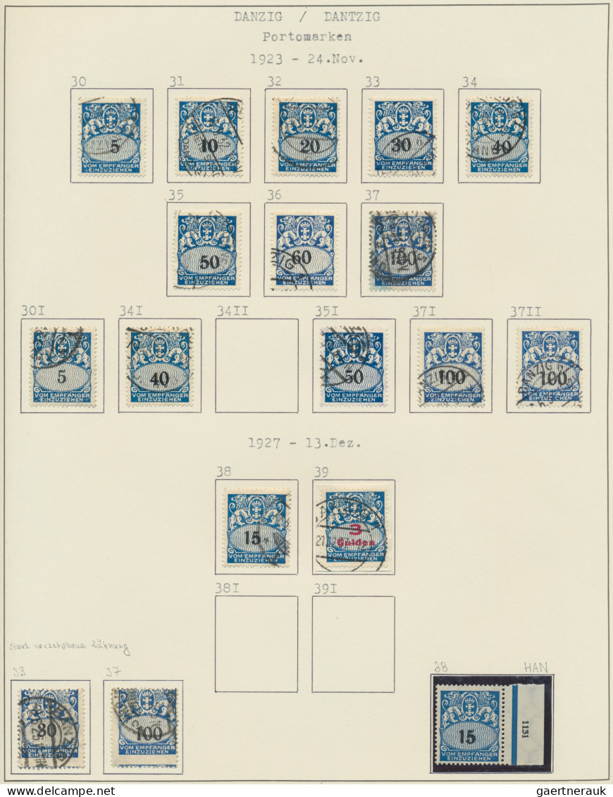 Danzig: 1920/1939, reichhaltige gestempelte Sammlung auf selbstgestalteten Blätt