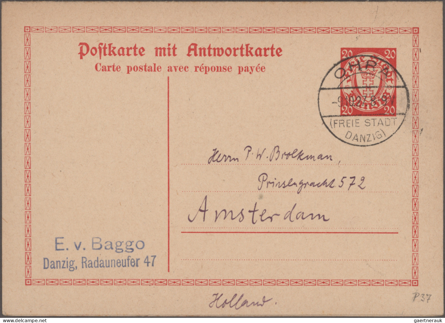 Danzig - Ganzsachen: 1920/1939, Umfangreiche Sammlung Von Ca. 180 Gebrauchten Un - Autres & Non Classés