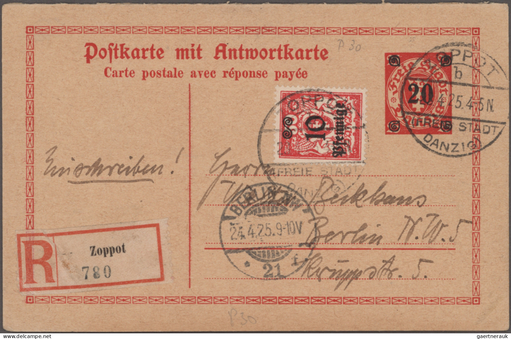 Danzig - Ganzsachen: 1920/1939, umfangreiche Sammlung von ca. 180 gebrauchten un