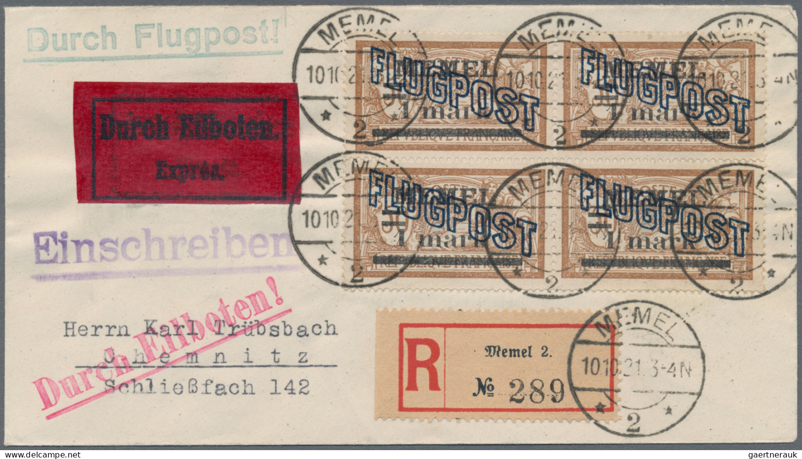 Memel: 1920/1925, Gehaltvoll, Interessante Partei Von über 70 Belegen Mit Flugpo - Memel (Klaïpeda) 1923
