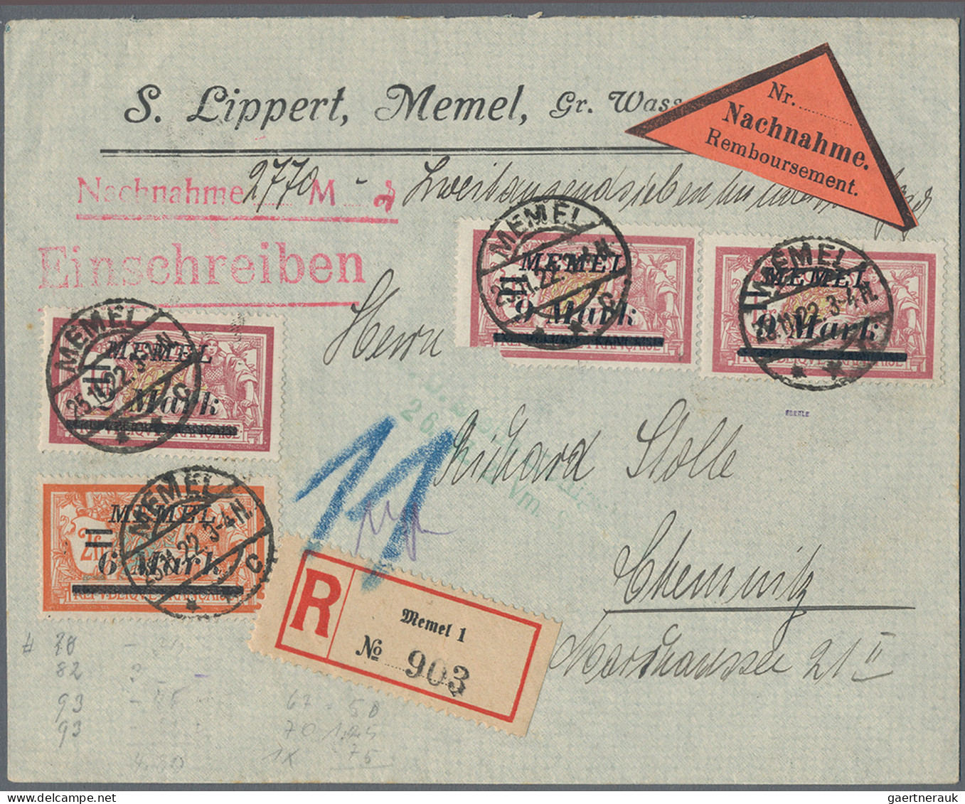 Memel: 1920/1925, Gehaltvoll, Interessante Partei Von über 70 Belegen Mit Flugpo - Memel (Klaïpeda) 1923