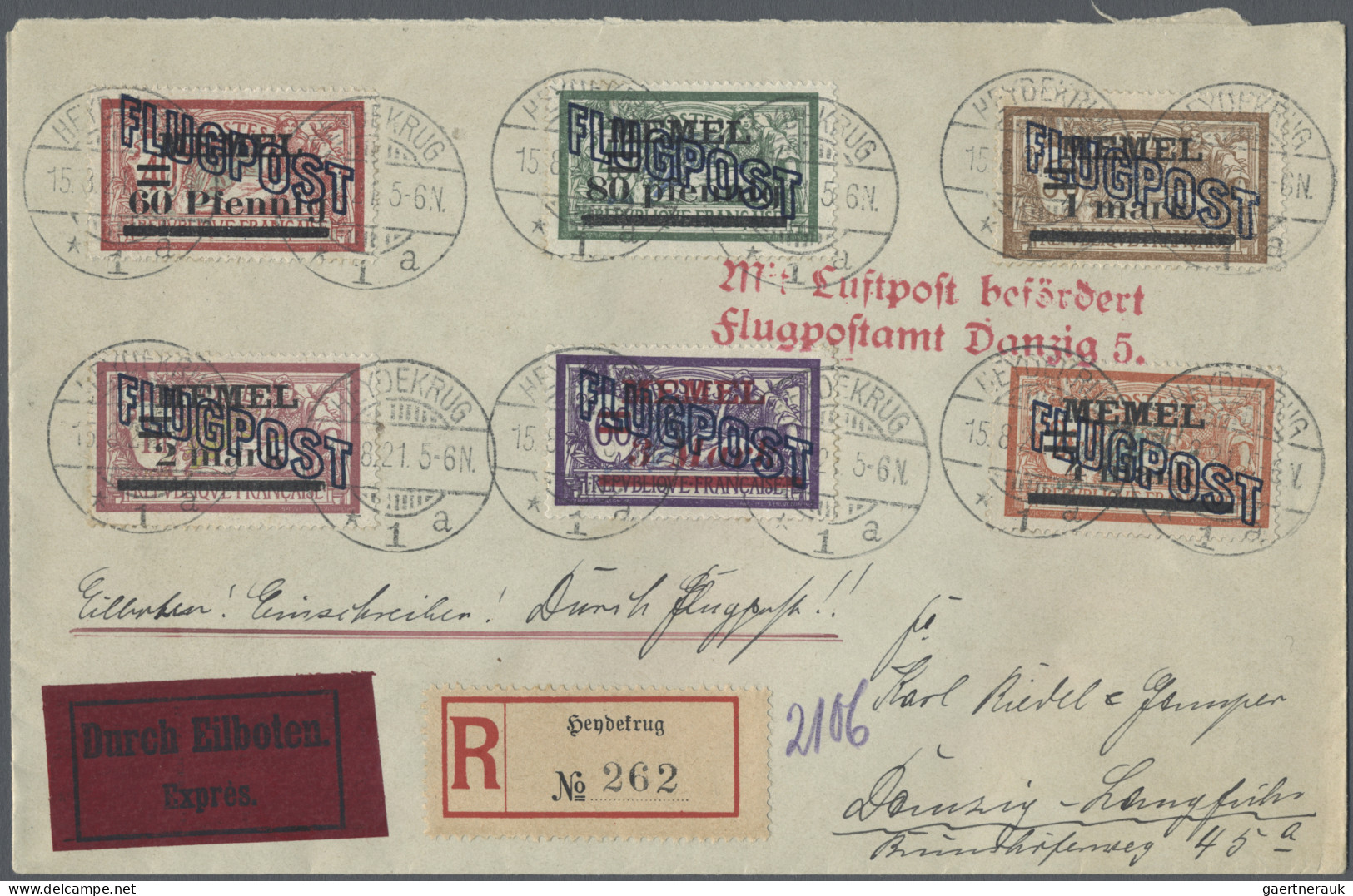 Memel: 1920/2023 (ca), Hübsches Konvolut Von über 100 Belegen Mit Wert- Und Flug - Memel (Klaïpeda) 1923