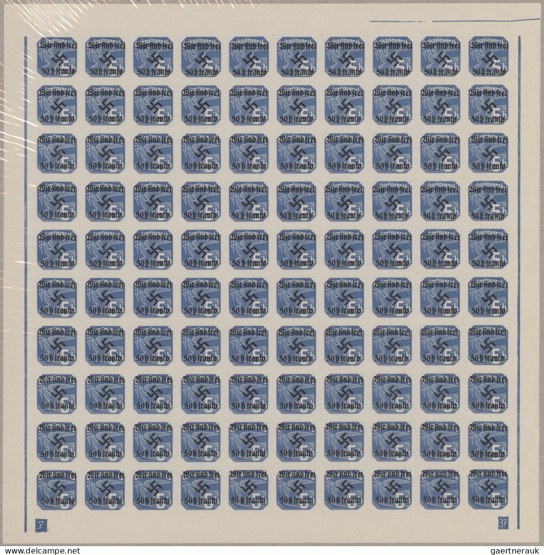 Sudetenland - Rumburg: 1938, 50 H. Auf 5 H. Zeitungsmarke Kobalt Im Kompletten P - Région Des Sudètes
