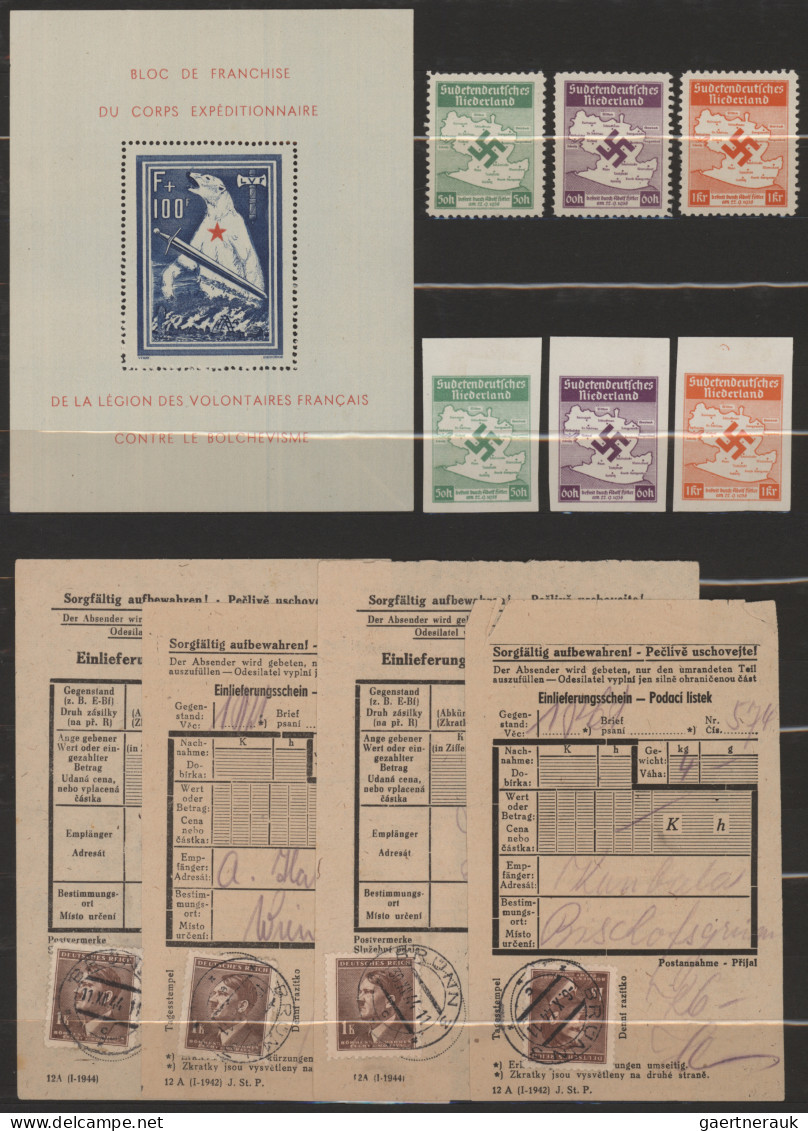 Deutsche Besetzung II. WK: 1938/1945, Zusammenstellung auf Steckseiten, dabei Su