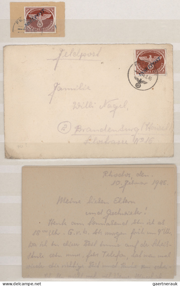 Feldpostmarken: 1942/1945, Sammlungspartie mit Marken und Belegen, dabei MiNr. 7