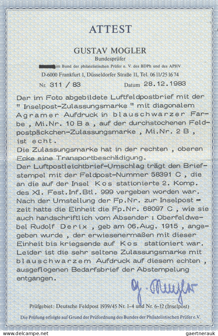 Feldpostmarken: 1943/1944, Lot Mit Tunispäckchen-Marken Und 7 Inselpost-Belegen, - Sonstige & Ohne Zuordnung