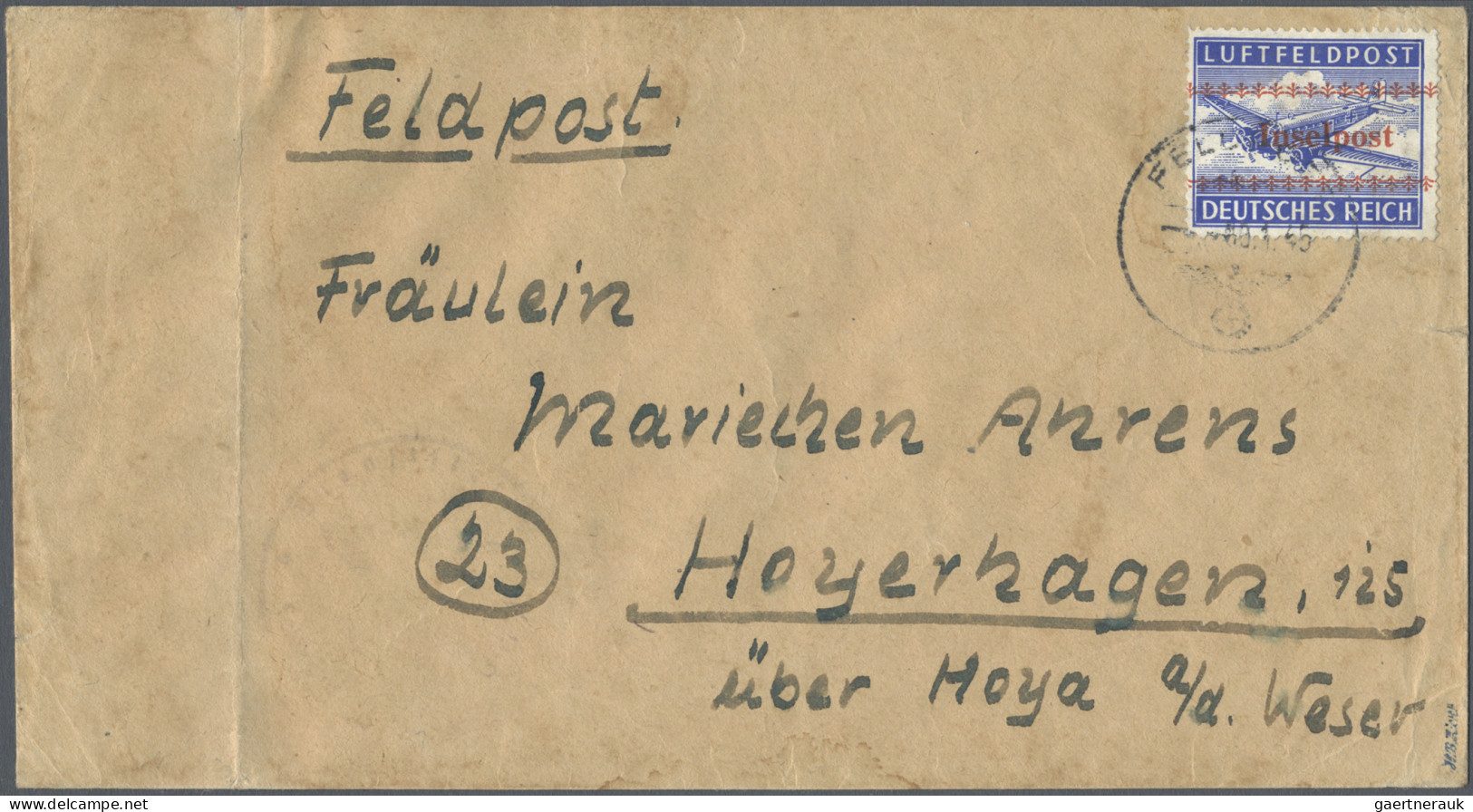 Feldpostmarken: 1943/1944, Lot Mit Tunispäckchen-Marken Und 7 Inselpost-Belegen, - Other & Unclassified