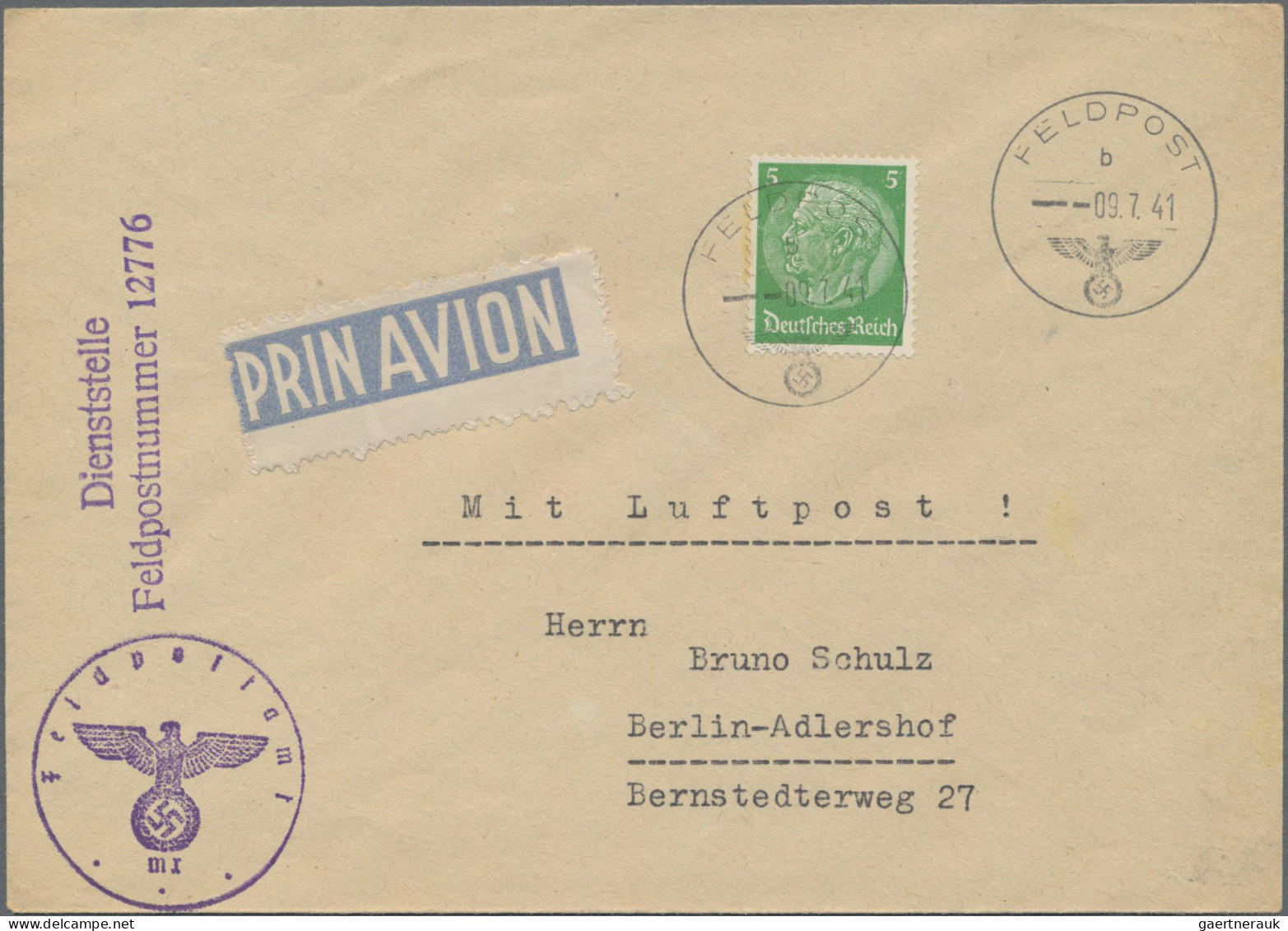 Feldpost 2. Weltkrieg: 1939/1943, Partie Mit U.a. 5 Pfg. Hindenburg Auf Luftpost - Andere