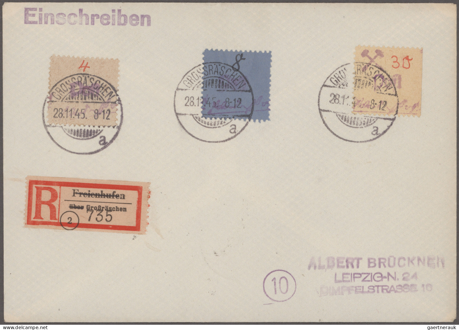 Deutsche Lokalausgaben Ab 1945 - Großräschen: 1945, Freimarken 3 Pf Bis 60 Pf Au - Other & Unclassified