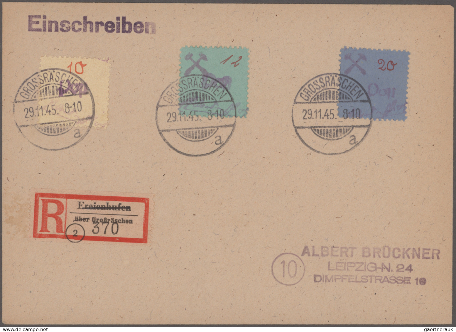 Deutsche Lokalausgaben Ab 1945 - Großräschen: 1945, Freimarken 3 Pf Bis 60 Pf Au - Sonstige & Ohne Zuordnung
