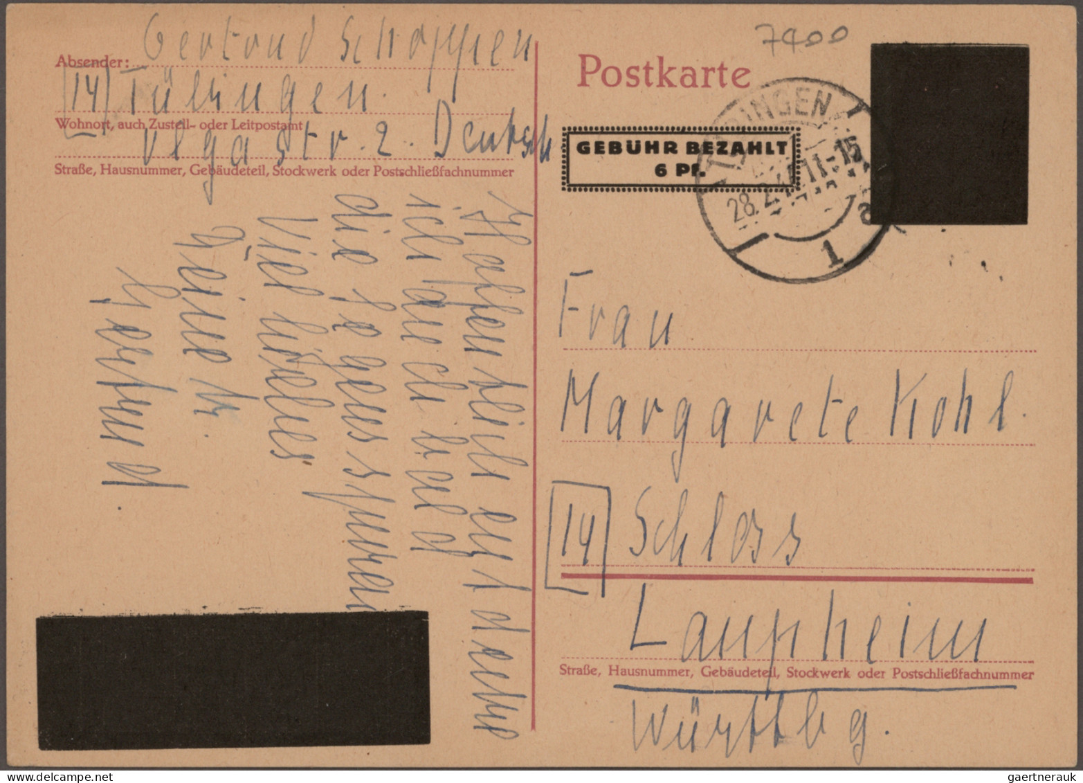 Alliierte Besetzung - Ganzsachen Aufbrauchsausgaben: 1945/1946, Vielseitige Samm - Lettres & Documents